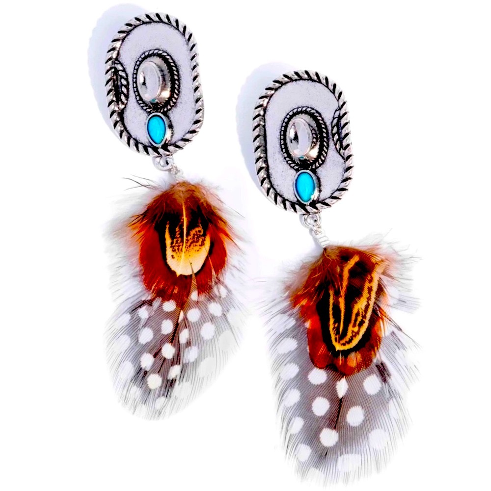 🤠🐎 “FEATHERED FAIRY TALE” BROWN POST EARRINGS ~ PAPARAZZI❗️ - Picture 2 of 3